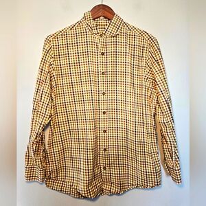 J. Hilburn Mens Long Sleeve Button Down Shirt Multicolor‎ Plaid 100% Cotton